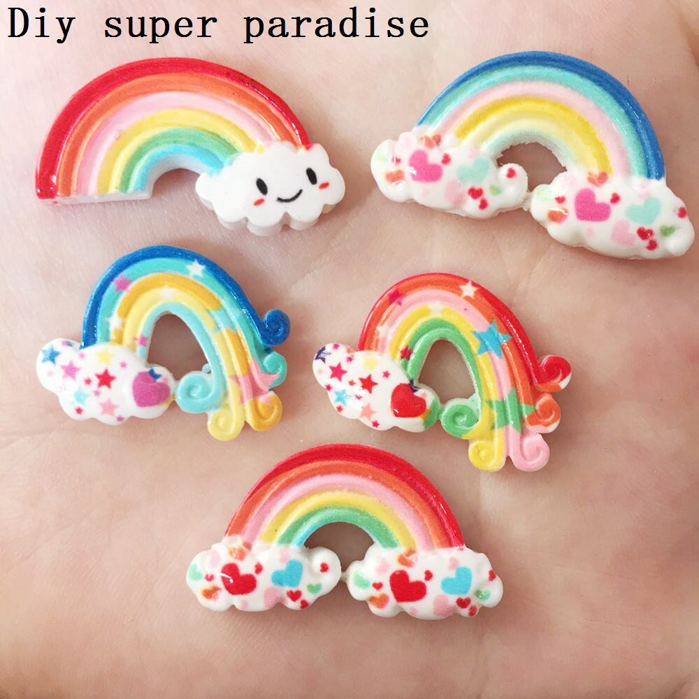 DIY 10 Pcs Resin variety Rainbow Flatback stone child Manual works DIY scrapbook R31: Random mixed