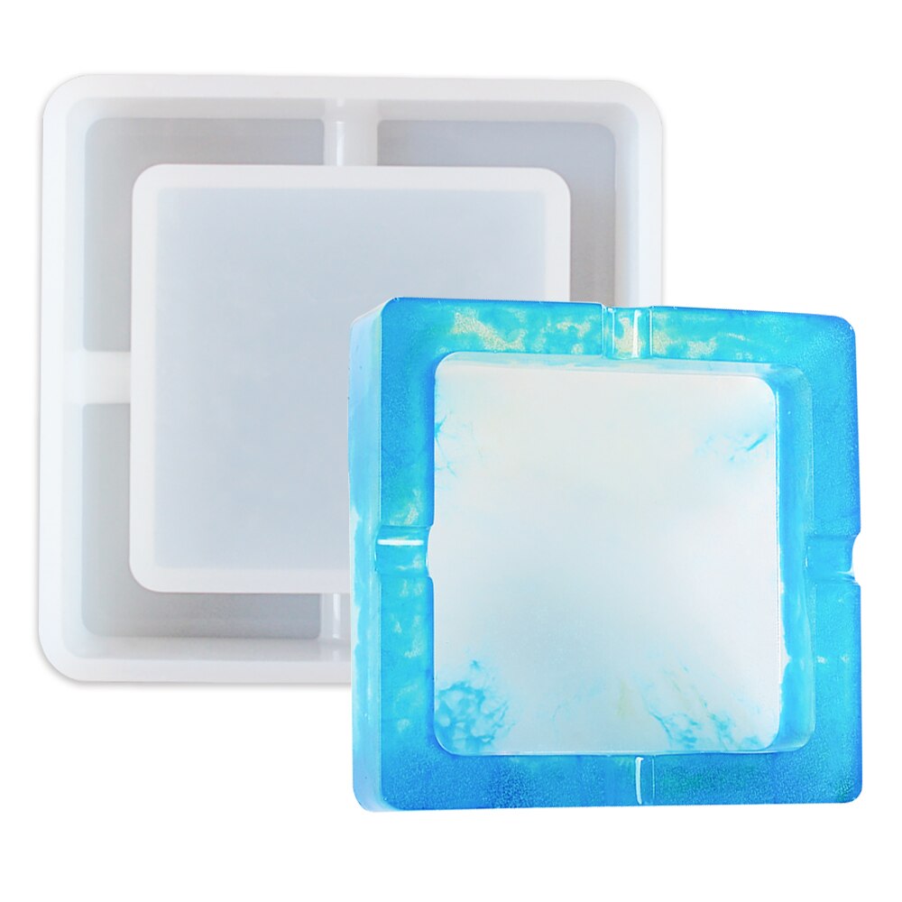 Cenicero transparente de resina UV para manualidades, 1 unidad, resina epoxi de silicona, combinación de moldes para DIY, accesorios de joyería: Square