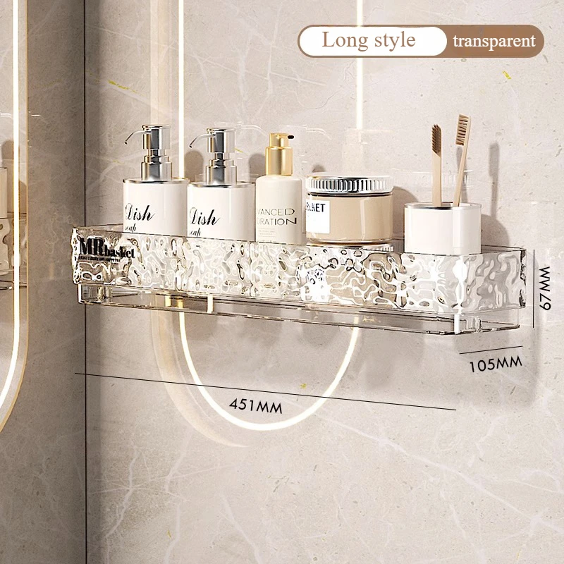Estante esquinero para baño, estante de almacenamiento montado en la pared sin perforación, artículos de tocador para cocina y baño, estante colgante para almacenamiento de agua en la pared: Rose Gold