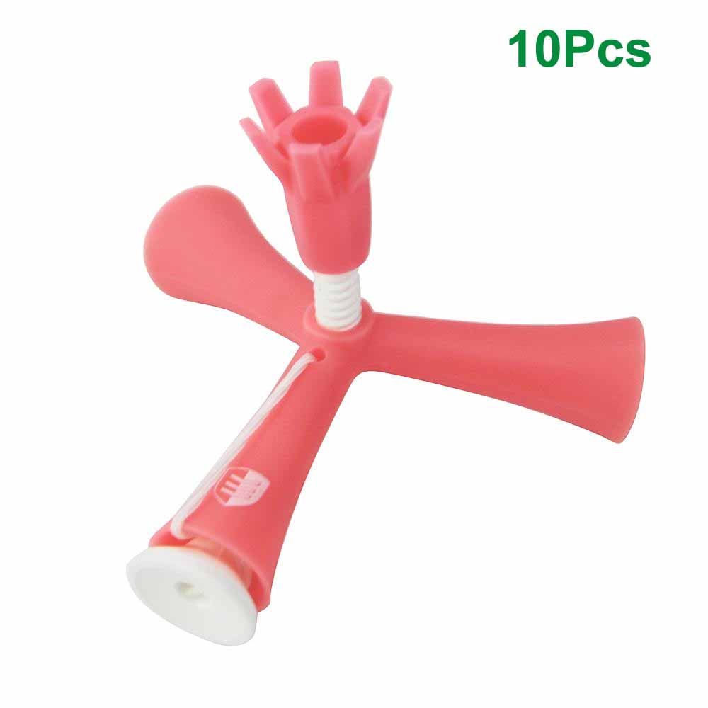 10Set/Lot Tripod Golf Tee Holder, Adjustable Standing Golf Sports Tees Golf Ball Rubber Tee Holder Practice Tool for Training: Pink
