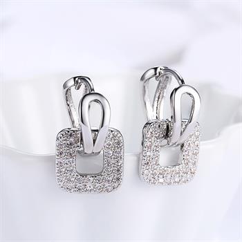 K Gold Zircon Earrings Square Diamond Romantic Earrings Ear Clips Women White Gold KZCE146-C Earrings Earrings for Women