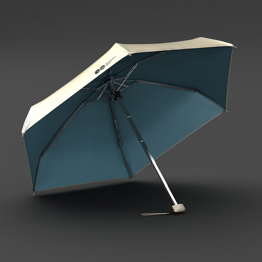 OLYCAT Goldene Flache Mini Regenschirm UV Schutz Tragbare Tasche Fünf Falten Sonnenschirm Frauen Titan Gold Beschichtung UPF50 +