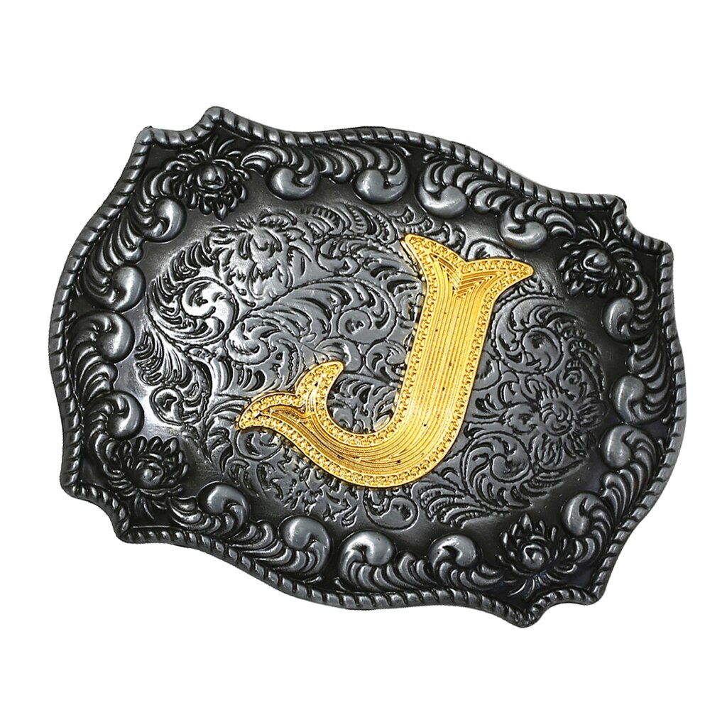 Men Western Cowboy Texas Rodeo Belt Buckle Jewelry Initial Letters A-Z Novelty Man Belt Buckle: J