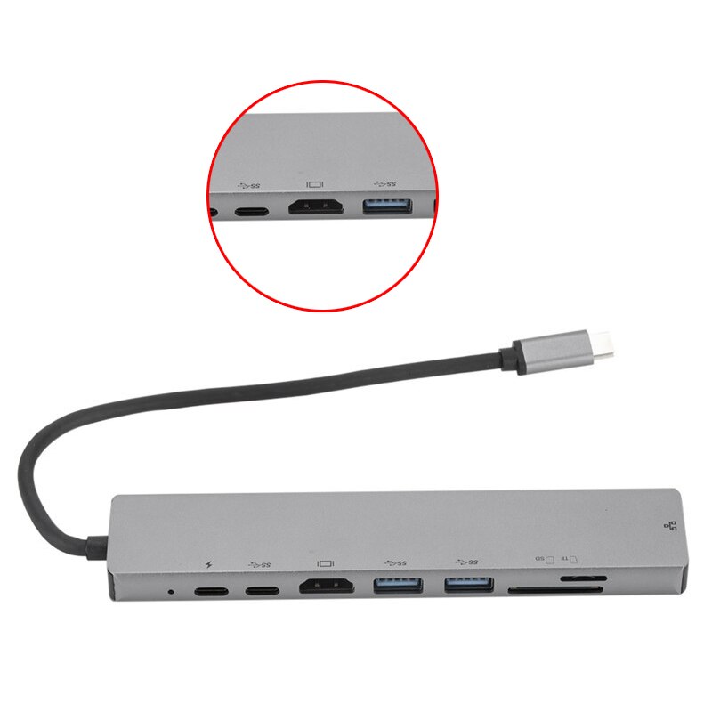 8 in 1 Usb Type C Hub Hdmi 4K Usb C Hub To Gigabit Ethernet Rj45 Lan Adapter for Pro Thunderbolt 2 Usb-C Charger Port Si