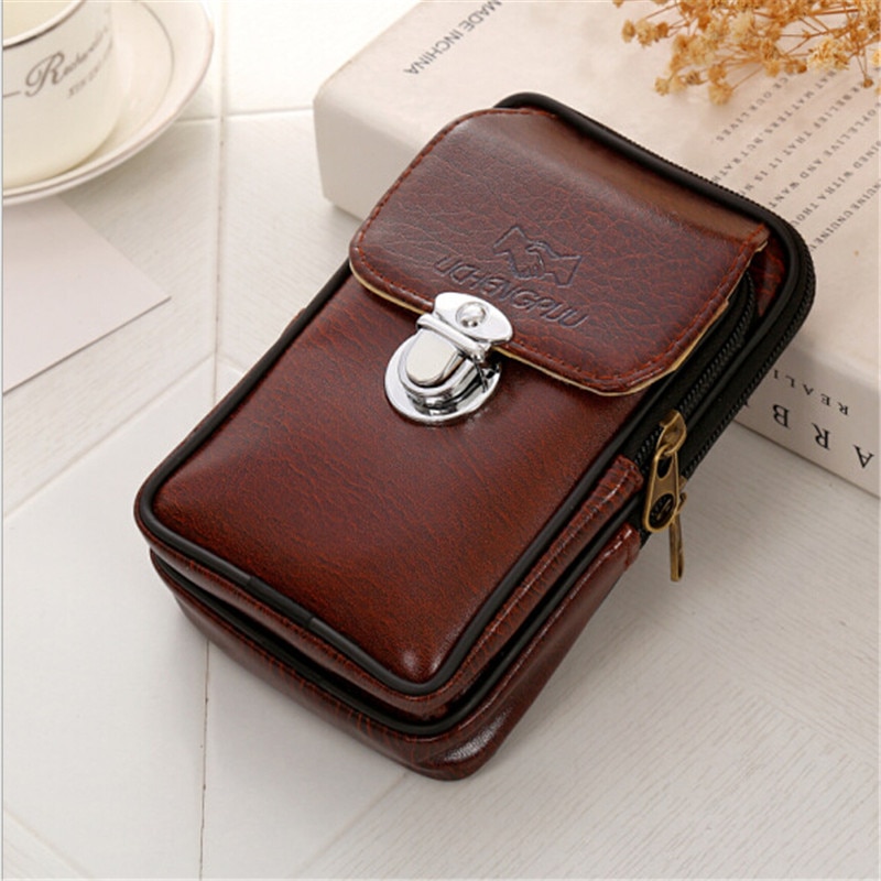 PU Leder Jahrgang Taille Packungen Geldbörse Männer Reise fanny-Pack Gürtel Schleifen Hüfte miserabel Tasche Brieftasche Taille Tasche praktisch beutel