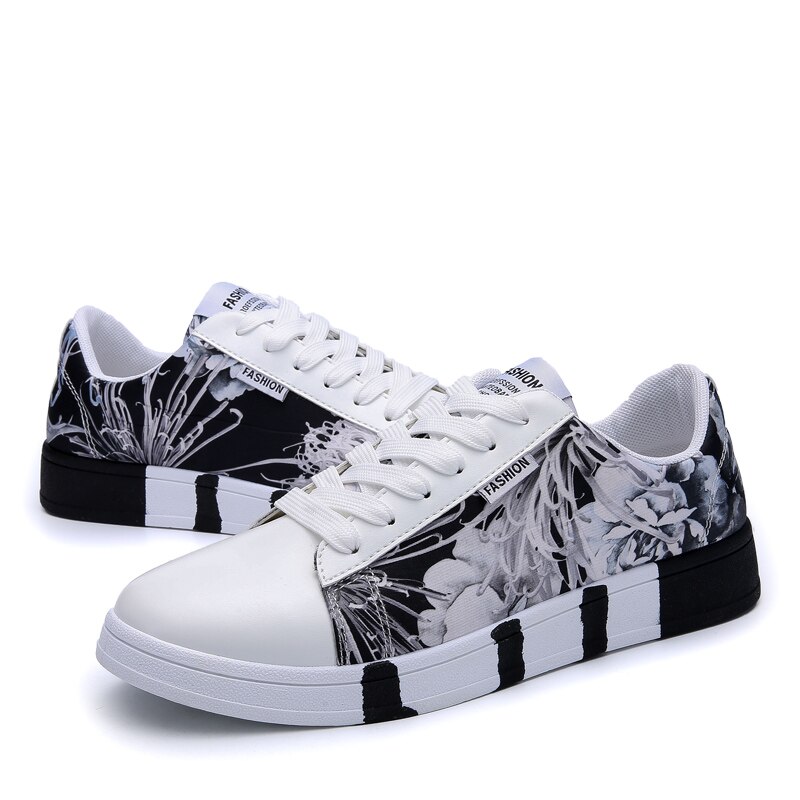 Graffiti solide sko snøre udendørs gåture letvægts mænd sko sports udendørs sneakers lav top skateboard sko
