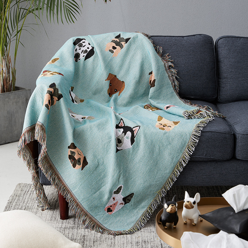 Leuke Hond Print Gooi Deken Multifunctionele Gebreide Universele Deken Antislip Dekens Hoes Cobertor Voor Slaapbank Reizen