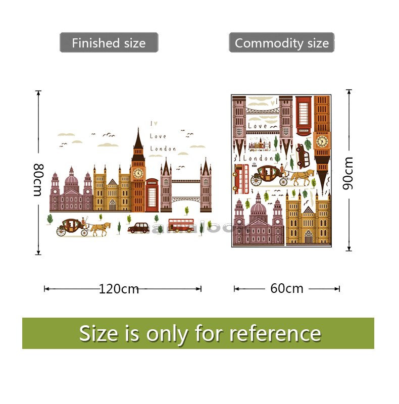 London Wall Decals City Silhouette England Building Vinyl Murals Living Room Office wall Art Rotterdam Stickers Home Decoration