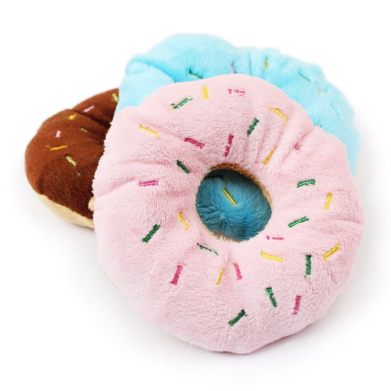 Chihuahua Spielzeug Für Hunde Plüsch Spielzeug Donut Hund Spielzeug Interaktive Hund Kauen Quietschende Kauen Plüsch Donut Spielen Cartoon Spielzeug Schöne sound