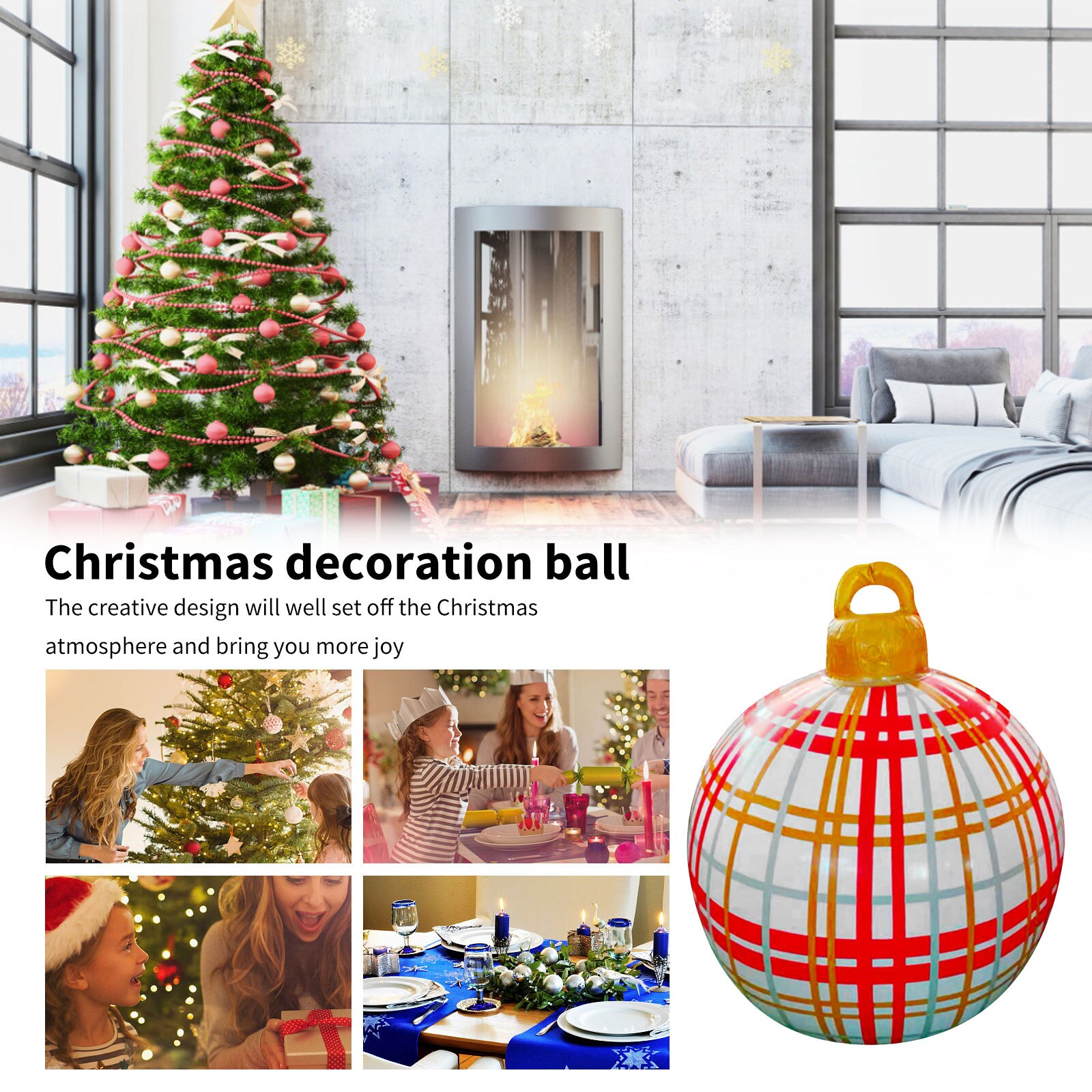 Christmas Inflatable Balls Hanging Ornament for Party Decoration Household Window Curtain Decor