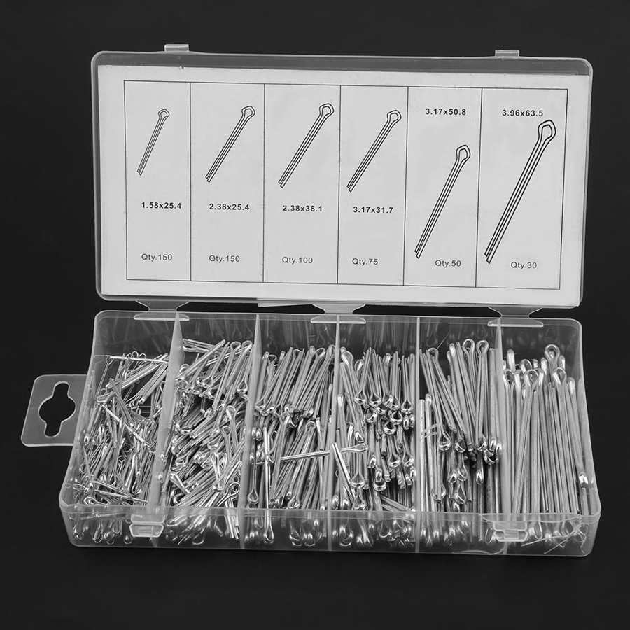 555Pcs Split Pins Mechanische Hitch Haar Tractor Fastener Pin Cotter Diverse Split Splitpen Met Doos Split Pin Assortiment kit