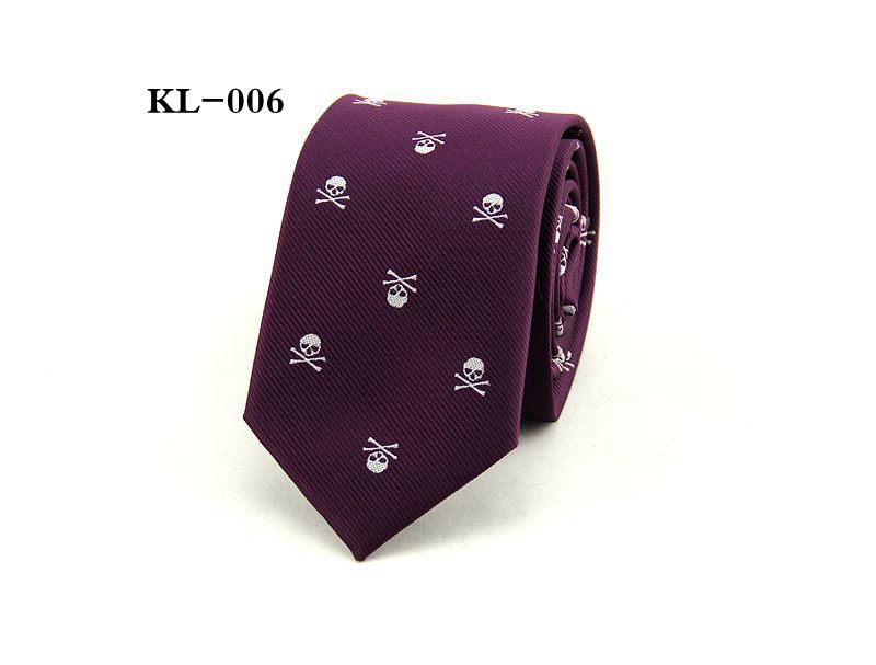 Corbata de Halloween de 6CM para hombre, corbatas estrechas de poliéster con calavera para bicicleta, corbatas azules marino informales, traje de , accesorios de Cuello de camisa: Rojo