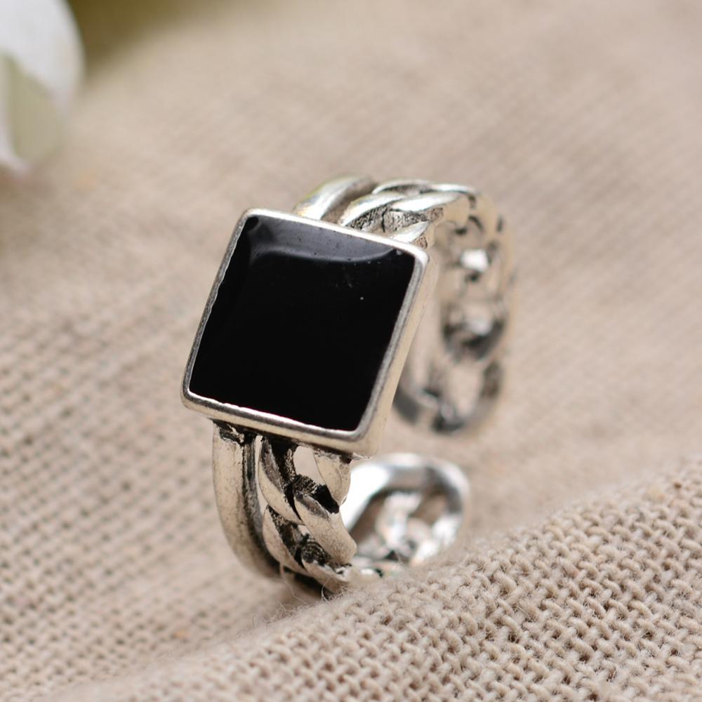 100% 925 argent Sterling à la carré noir hommes anneau bijoux pour homme d'anniversaire jamais fondu directe