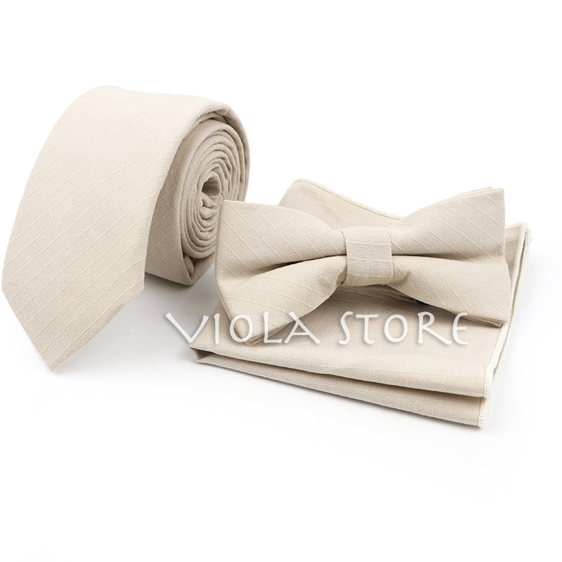 Conjunto de pañuelo de algodón para hombre, corbata de lazo, Color verde claro, rosa, naranja, sólido, 6cm, para boda, , accesorio superior: 07