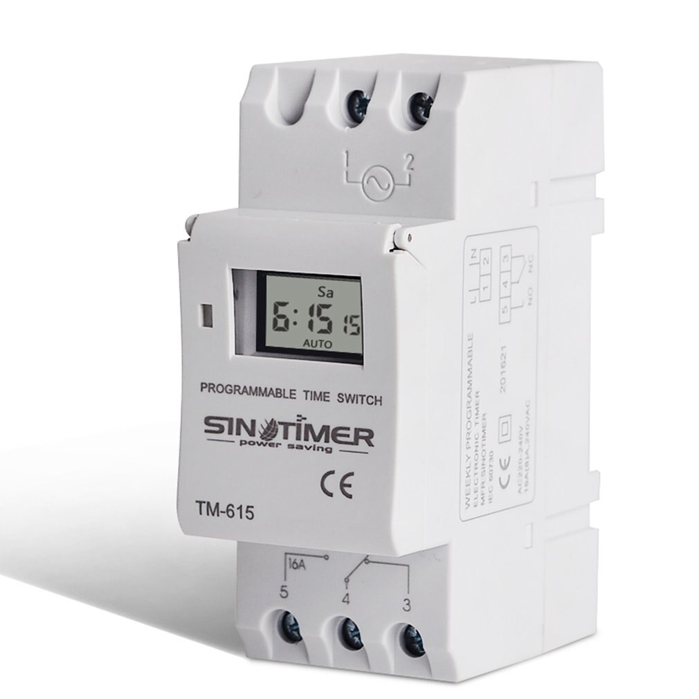 SINOTIMER AC 12~220V Weekly 7 Days Programmable Digital Time Switch Relay Timer Control Din Rail Mount for Electric Appliance