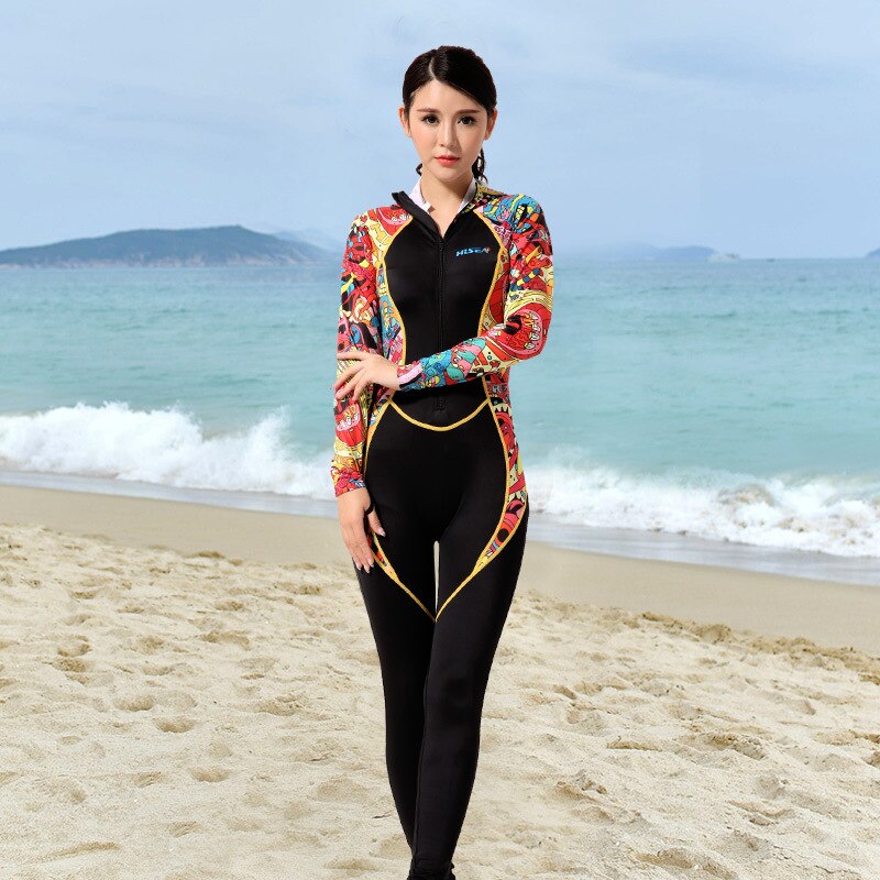 0.5mm Women free Wetsuit Outdoor Stitching Surf Diving Equipment Jellyfish Clothing Long Sleeved Piece Fitted Printing Hisea