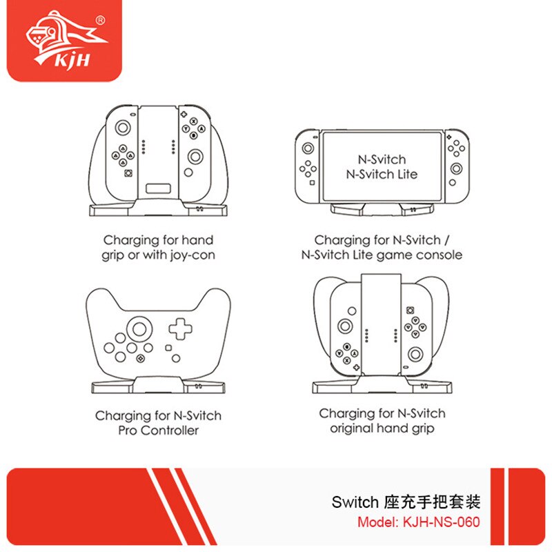 Charging Dock N-Switch Pro Controller Charger Switch Lite game console Charging for N-switch original hand grip 1000 mAh Chargin