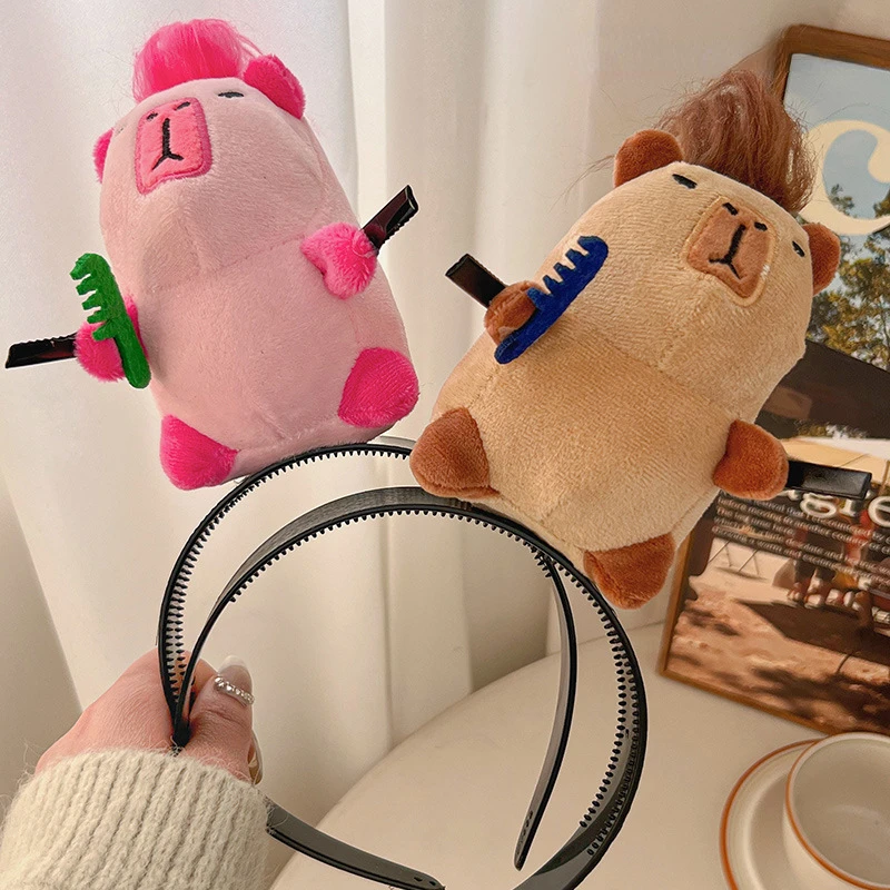 Diadema de capibara de dibujos animados divertidos, diademas de muñecos de peluche feos, herramienta de fijación de peinado, diadema para mujer, accesorios para el cabello