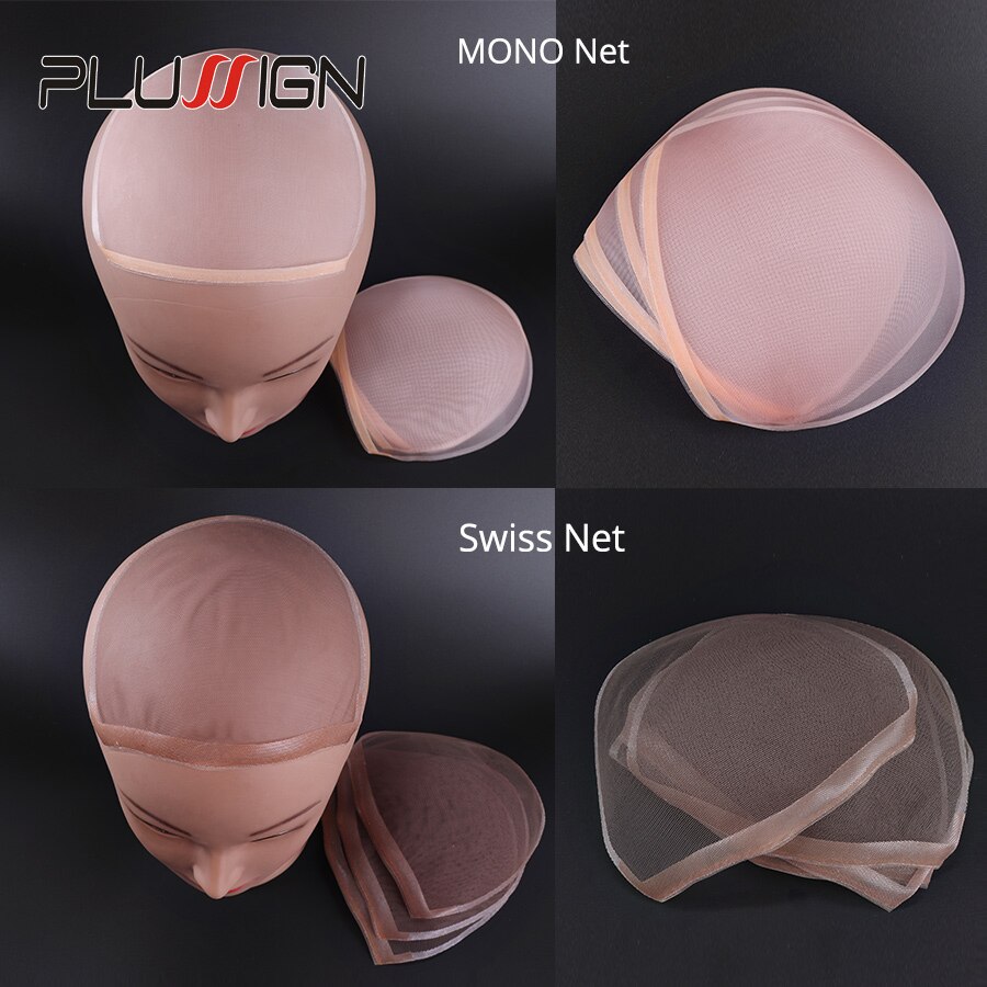 Plussign-Red con patrón de encaje suizo para hacer pelucas, tupé, cierre superior, base, accesorios para el cabello, medias de monofilamento, gorro para peluca