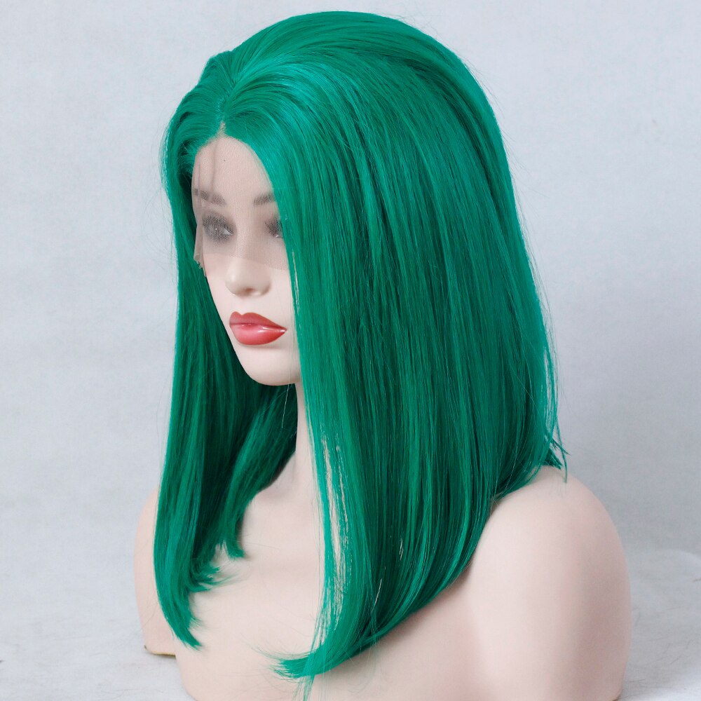 V'NICE-perruque BOB courte verte avec raie au milieu, coiffure synthétique résistante à la chaleur, coiffure synthétique haute température pour femmes