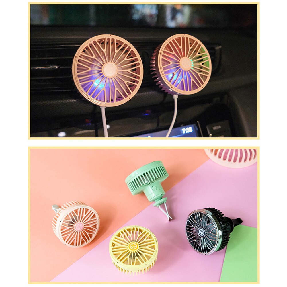 USB Auto Clip de rejilla de ventilación salida Mini ventilador LED luz 7 HOJA DE enfriador de aire Auto Clip de rejilla de ventilación salida Mini ventilador de luz LED