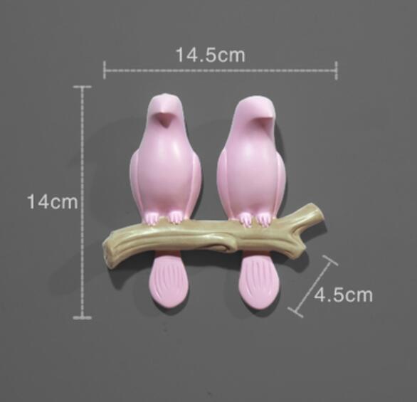 ART BIRD WALL DECORATION BIRD IN TREE BRANCH BRIEF HOME DECOR: pink two bird