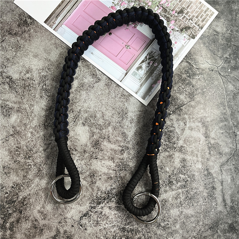 Bolso de hombro para teléfono móvil, cordón trenzado, correa de mano ancha, accesorios para bolso de contraste, cordones Premium, cuerda Universal: Negro