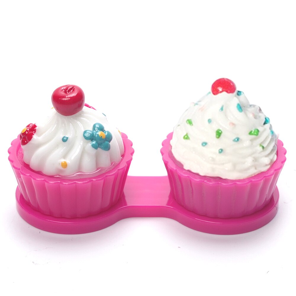 Neue Reise Niedliche Karikatur Kuchen Creme bilden Kontaktlinsen fallen Kasten einstellen Container Halfter Tragbare: Rose rot