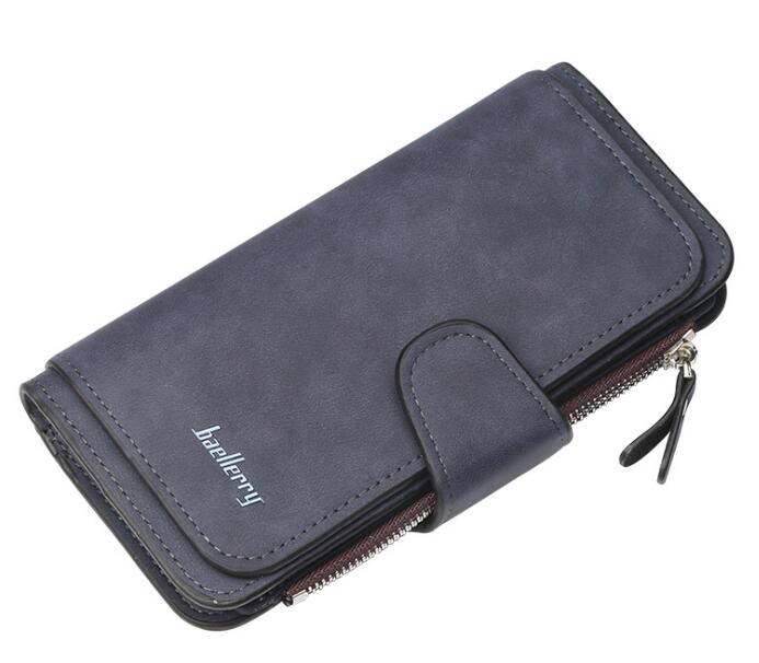 Women Long Clutch Wallet Hasp Ladies Long Purse Matte Leather Wallet 10 Colors: blue