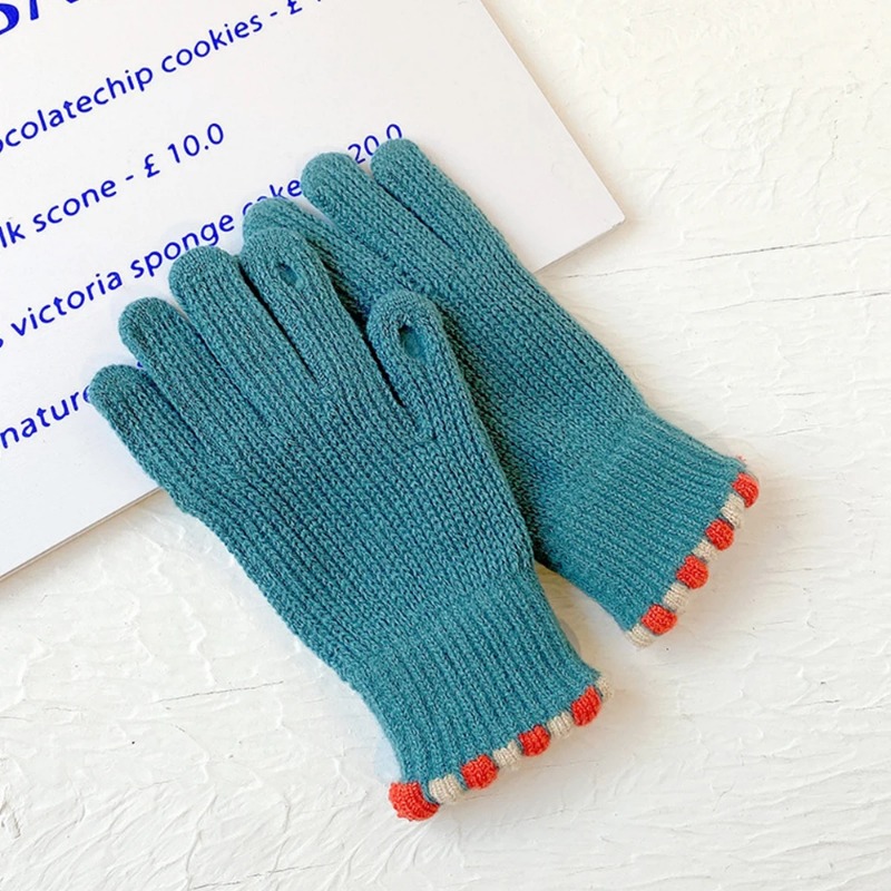 Winter Warm Knitted Gloves Full Finger Gloves Touch Phone Woolen Touch Screen Skiing Gloves Mittens Riding Work Gants Guantes: green