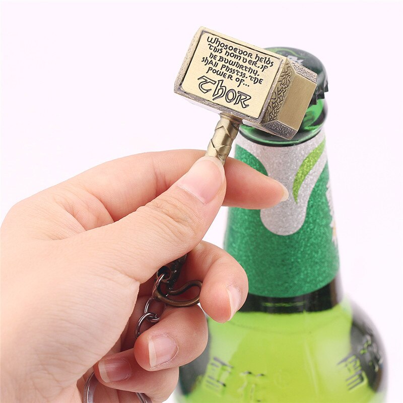 1pcs Hammer Shaped Beer Bottle Opener Portable Keychain Metal Tools Infinity Thanos Gauntlet Soda Glass Caps Remover Openers