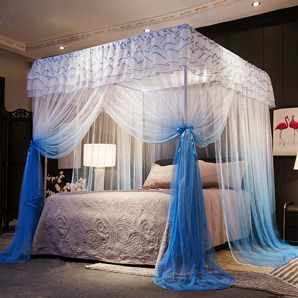 Bed Canopy Double Colors Hung Mosquito Net Princess Bed Tent Curtain Foldable Canopy On The Bed Fairy Lace