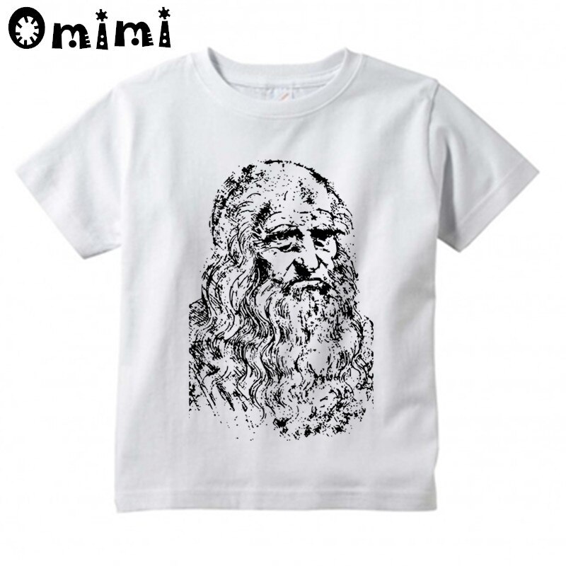 T-Shirt manches courtes enfant blanc | Pour garçons/filles, Da Vinci Rock imprimé, guitare de musique: oHKP767A / 7T