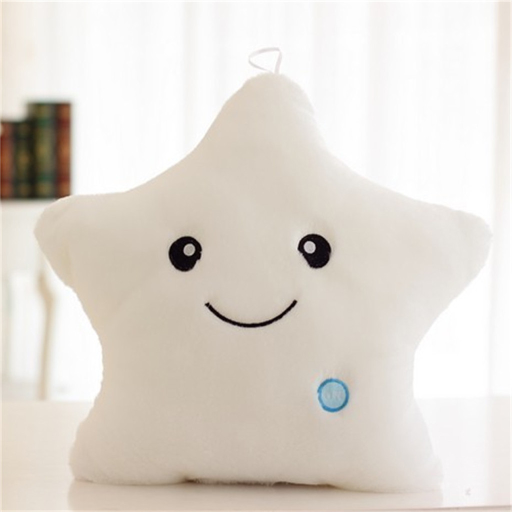 Juguetes coloridos con forma de estrella, almohada luminosa led brillante, almohada suave para el cuerpo, almohada para sonreír, san valentín  k15