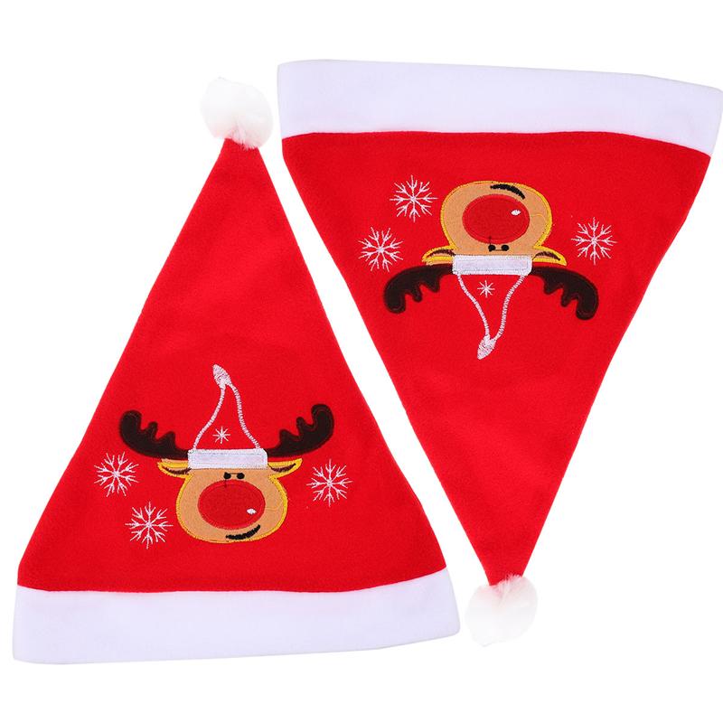 2 Stuks Zachte Kerst Hoeden Jaar Kerstman Hoeden Kerst Decors Kerst Kind Volwassen Hoed: Assorted Color 2
