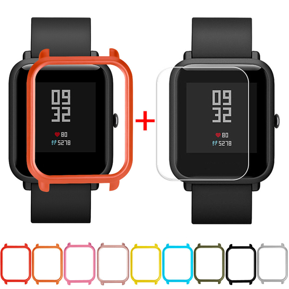 CARPRIE Screen Protector Slim Colorful Frame Case Cover Protect Shell For Huami Amazfit Bip Younth Watch with Screen Protector