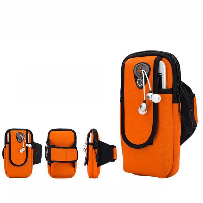 6.5Waterproof Universal Running Gym Sport Armband Case Mobile Phone Arm Band Bagfor iPhone 11 Pro Max Samsung a50 Smartphone Bag: Orange