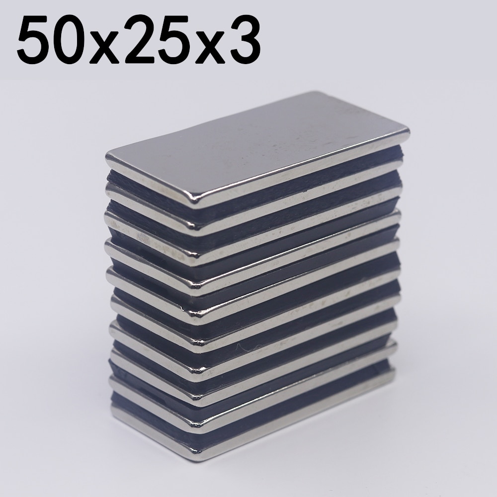 1/2/5/10Pcs 50X25X3 Neodymium Magneet 50Mm X 25Mm X 3Mm N35 Ndfeb Blok Super Krachtige Sterke Permanente Magnetische Imanes