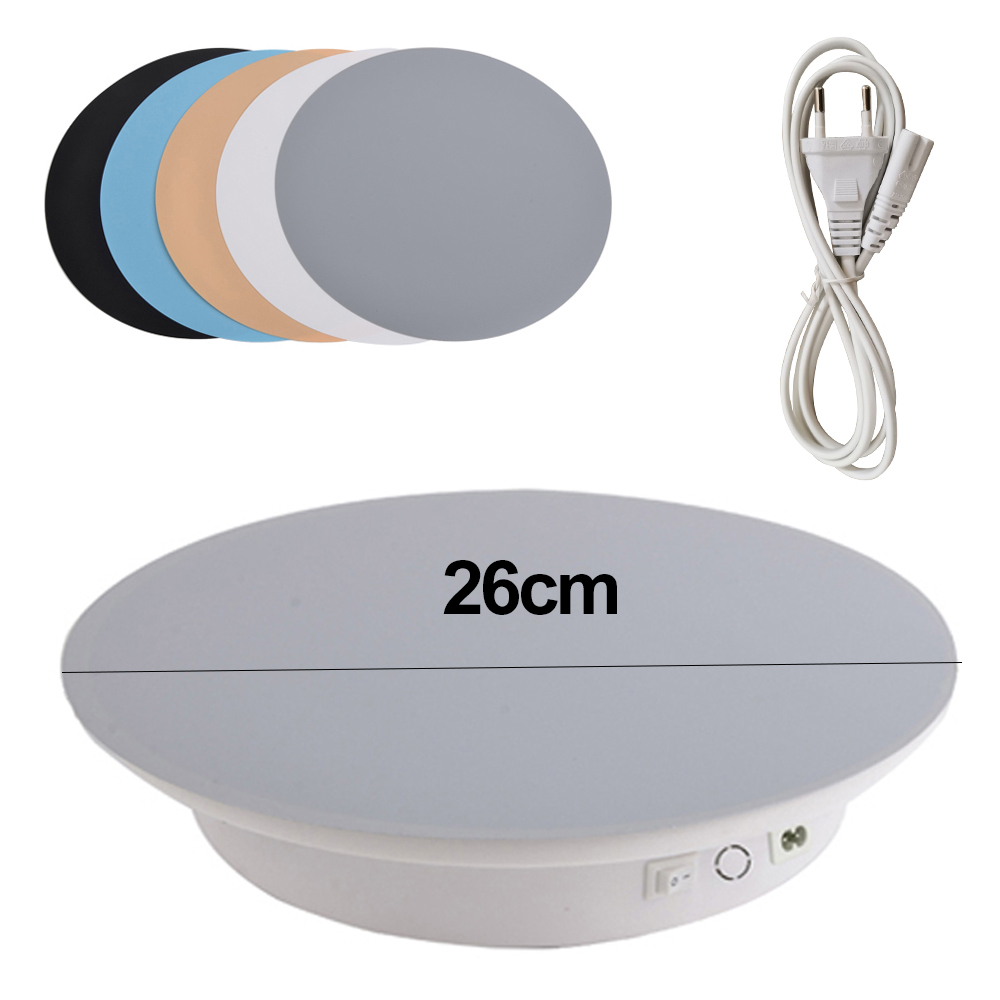 360 Degree Photography Electric Rotating Turntable Display Stand for Jewelry Product Display Electric Smart 3D Scan Pan with PVC: 26cm no control