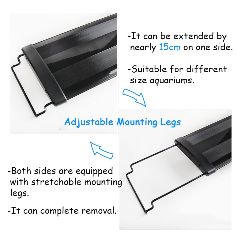 100-105cm 23W Aquarium LED Lighting Fish Tank Light with Extendable Brackets 129 LEDs Full Spectrum Plant Lamp AC100-240V