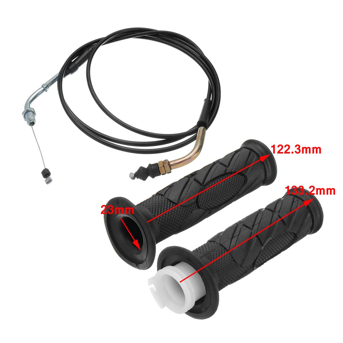 23mm 2xMoped Scooter Motorcycle Throttle Handle Turn Handlebar Grip Cable +2x Throttle Cable For GY6 125-150CC ATV Bike Scooters