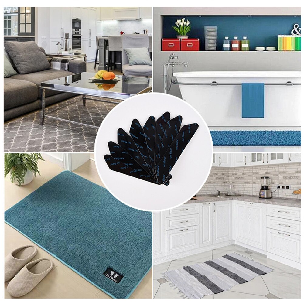 16pcs Practical Living Room Bathroom Bedroom Trapezoid Non Slip Corner Area Rug Gripper Fixed Washable Reusable Prevent Curling