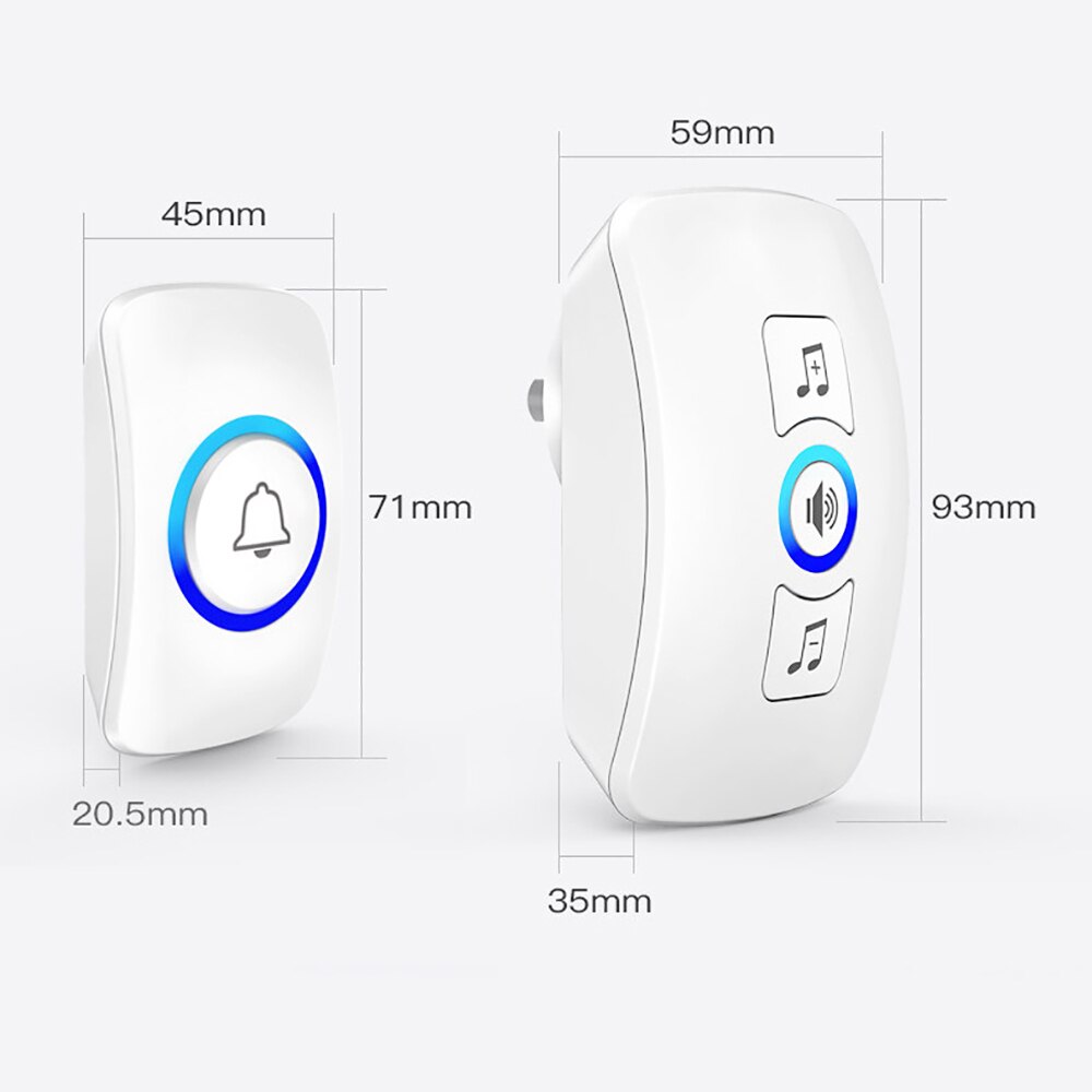 Trådlös dörrklocka 4 nivåer av volym fjärrkontakt smart dörrklocka batteri energibesparande smart dörrklocka för