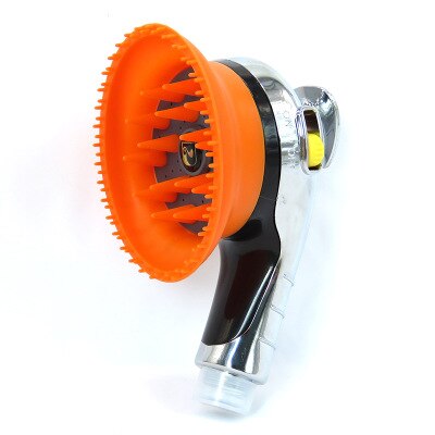 Masaje de lavado escudo contra salpicaduras multifuncional perro gato cabeza de ducha interior exterior herramienta aseo mascota baño rociador Kit: Silver Orange