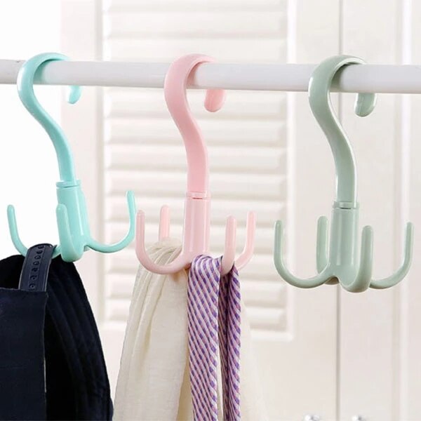 4pcs Hangers for Clothes Space Saving Bag Holder Wardrobes Handbag Rack 360 Degrees Rotating Hook Wall Hooks for Kitchen Bedroom