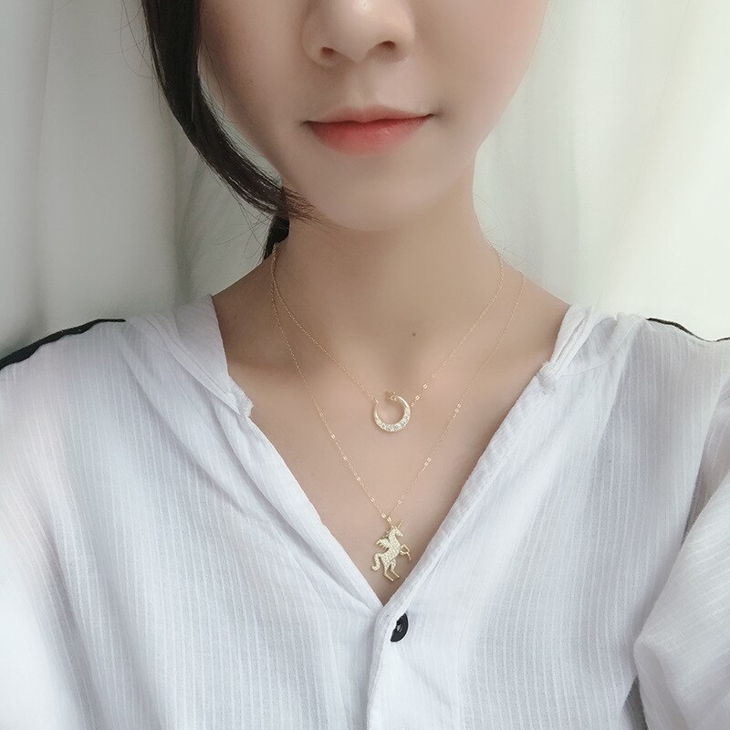 Silvology 925 Sterling Zilveren Creatieve Maan Zirkoon Hanger Ketting Goud Mode 925 Vrouwelijke Ketting Vriendschap Sieraden