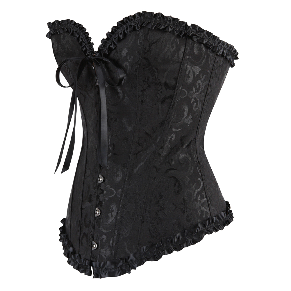 Conjunto Sexy de corsé para mujer, ropa gótica de talla grande con encaje en el pecho, Top de corsé negro con falda, disfraz Burlesque
