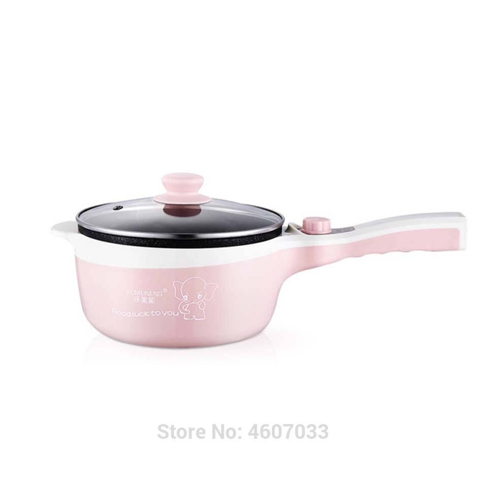 220v Multifunctional Electric Cooker Non-stick Heating Pan Cooking Pot Machine Hotpot Noodles Rice Eggs Soup Steamer Cooking Pot: pink / CN