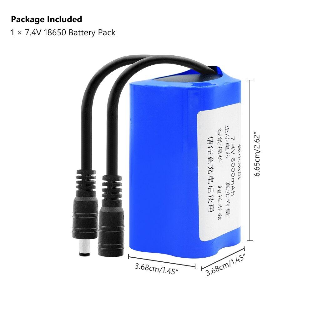 7.4V 6000mAh 18650 Lithium Ion Battery Pack (4pcs 18650 Li-ion Batteries) + DC Plug For Game Player LED Lamp Sweeping Machine