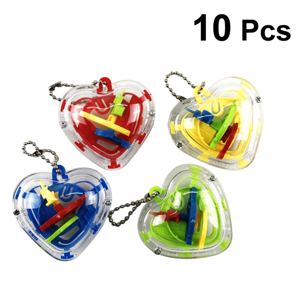 10pcs 3D Maze Intelligence Heart Shape Puzzle Game Beads Maze for Children Toddler